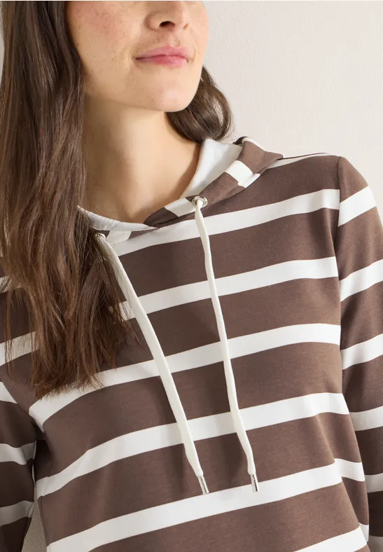 Bluza z kapturem w paski urban taupe