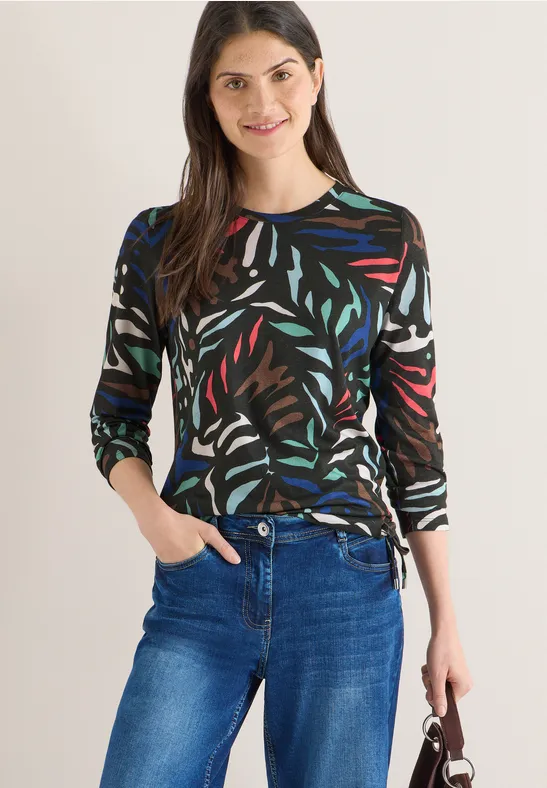 Shirt met patroon raw khaki