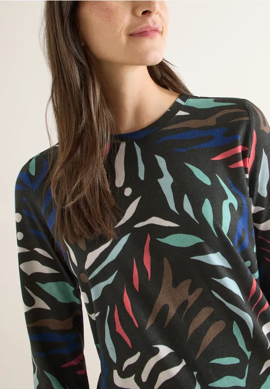 Shirt met patroon raw khaki