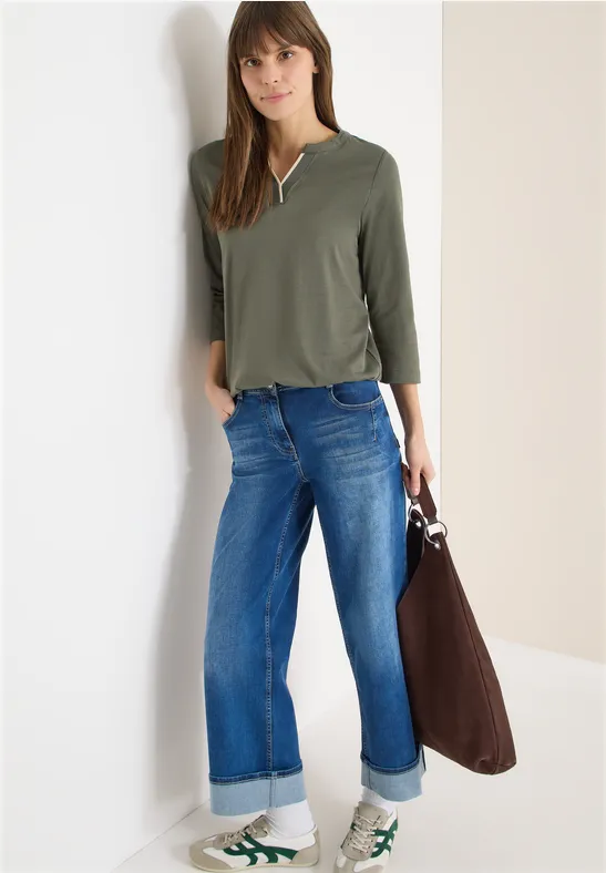 Shirt in Unifarbe khaki