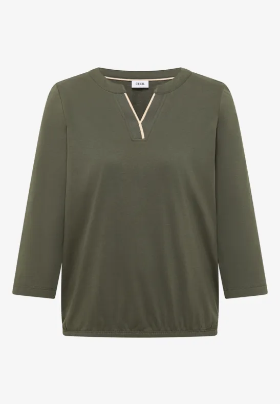 Shirt in Unifarbe khaki