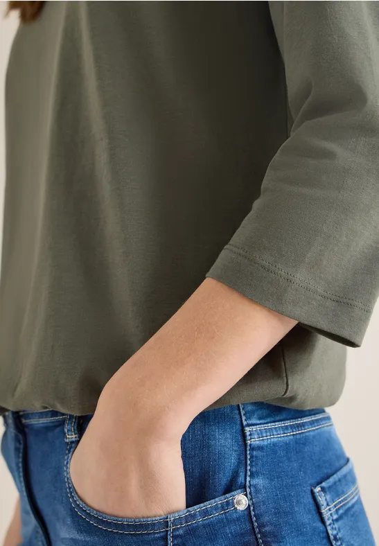 Shirt in Unifarbe khaki