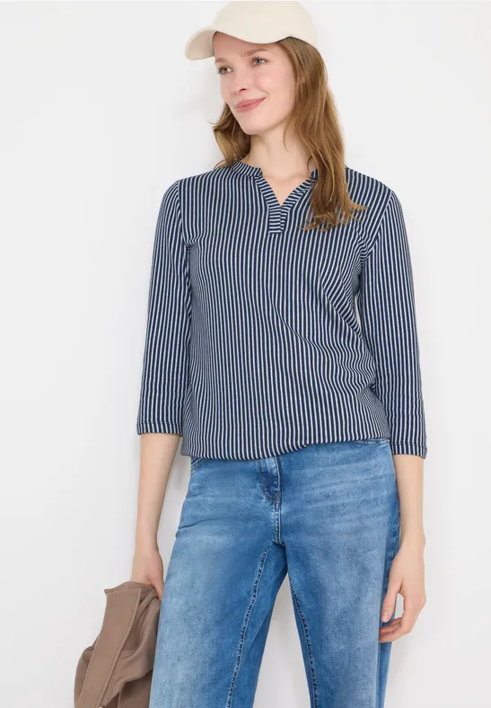 Gestreiftes Shirt sporty denim blue