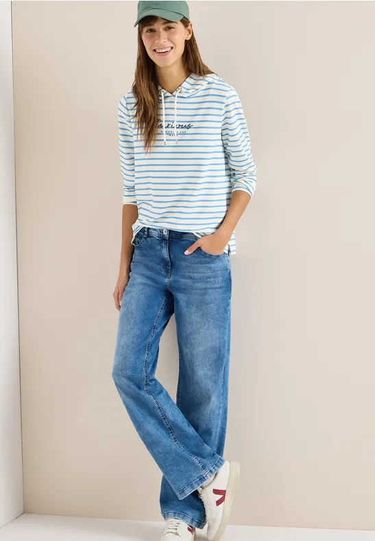 Gestreiftes Hoodie Shirt cloud blue