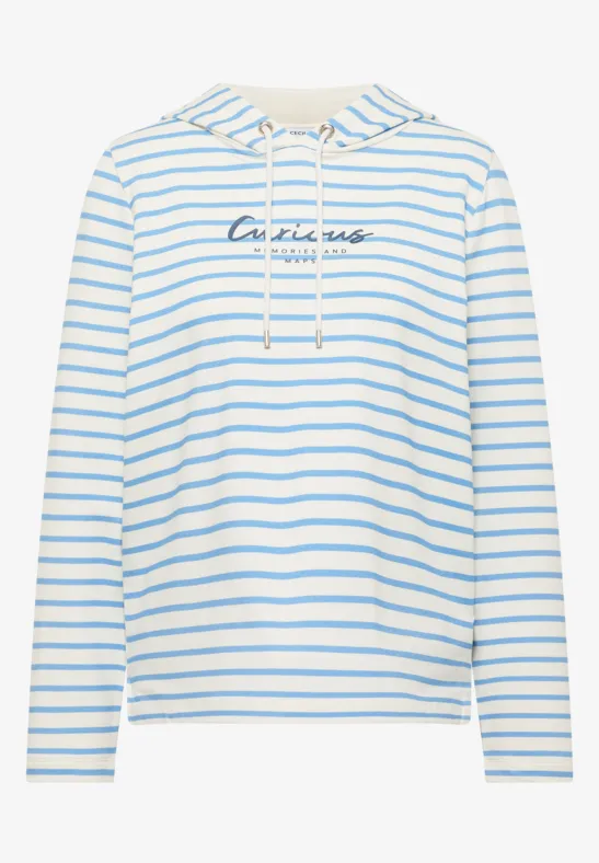 Gestreiftes Hoodie Shirt cloud blue