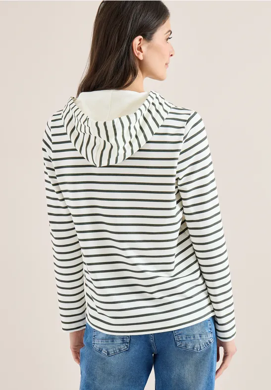 Gestreiftes Hoodie Shirt khaki