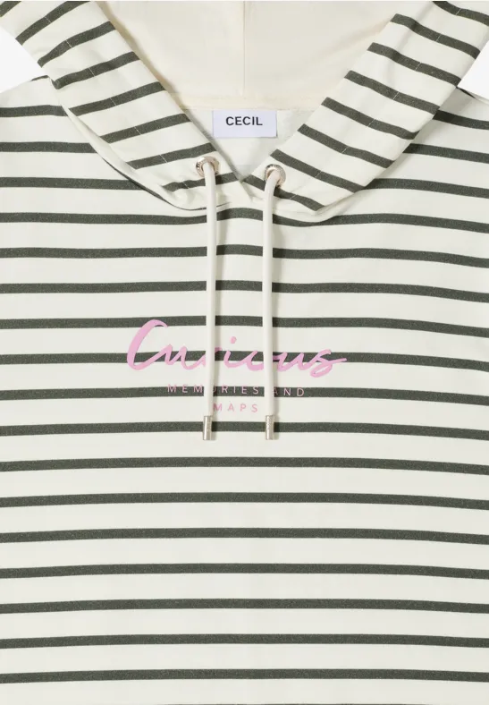 Gestreiftes Hoodie Shirt khaki