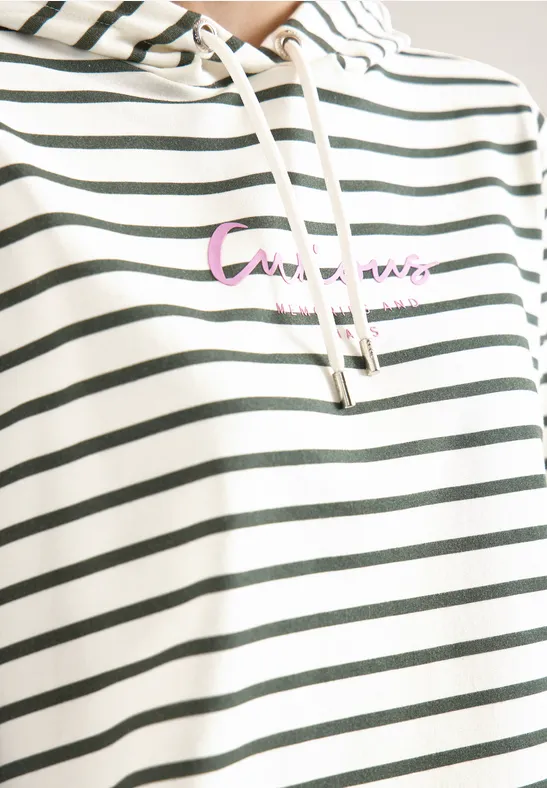 Gestreiftes Hoodie Shirt khaki