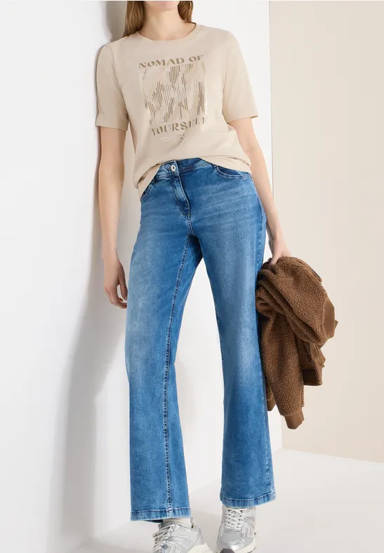 Shirt met print aan de voorkant pearl beige