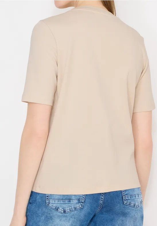 Shirt met print aan de voorkant pearl beige