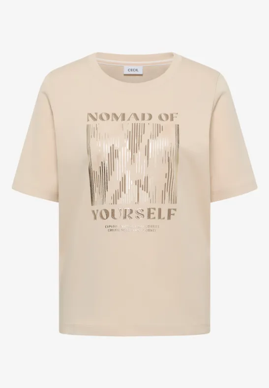 Shirt met print aan de voorkant pearl beige