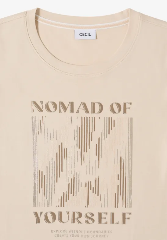 Shirt met print aan de voorkant pearl beige