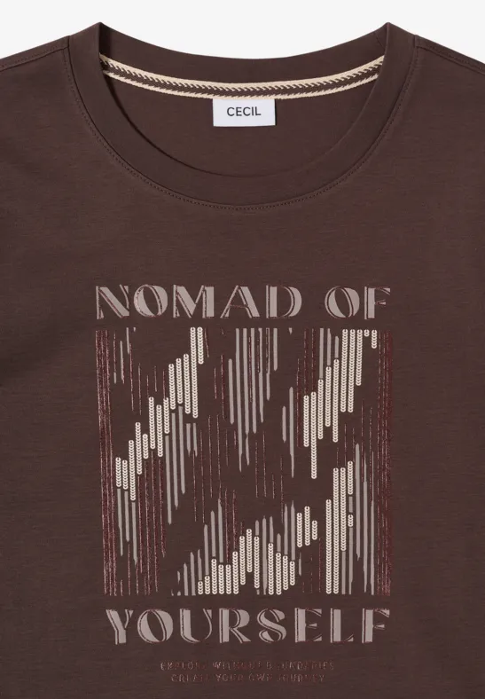 Shirt met print aan de voorkant macchiato brown