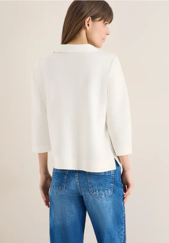 Poloshirt met structuur vanilla white