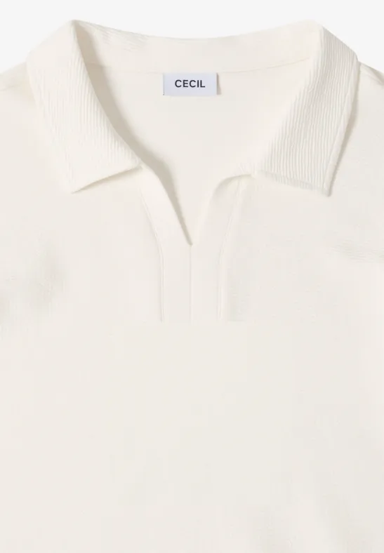 Poloshirt met structuur vanilla white