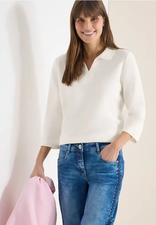 Poloshirt met structuur vanilla white