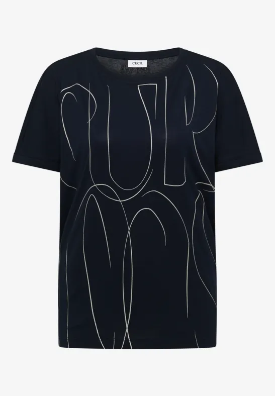 T-Shirt mit Folienprint universal blue