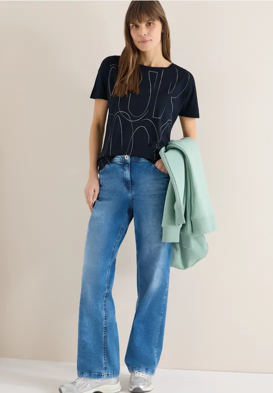 T-Shirt mit Folienprint universal blue