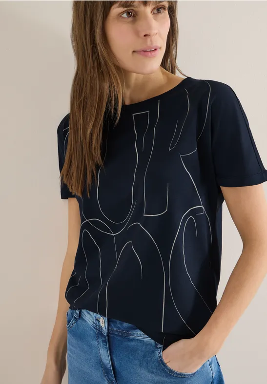 T-Shirt mit Folienprint universal blue