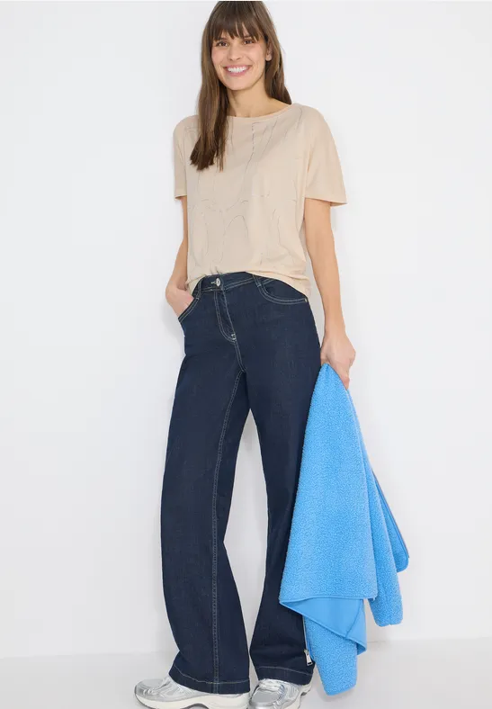 T-Shirt mit Folienprint pearl beige