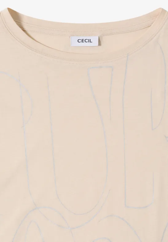 T-Shirt mit Folienprint pearl beige