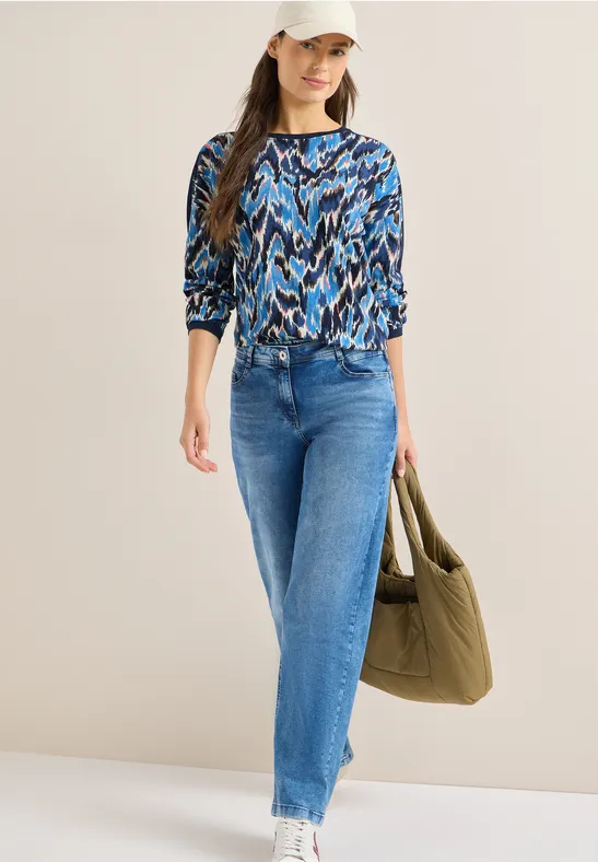 Gemustertes Shirt mit Tape universal blue