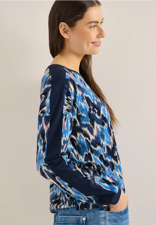 Gemustertes Shirt mit Tape universal blue