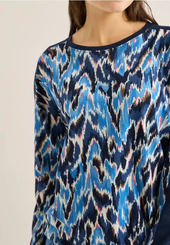 Gemustertes Shirt mit Tape universal blue