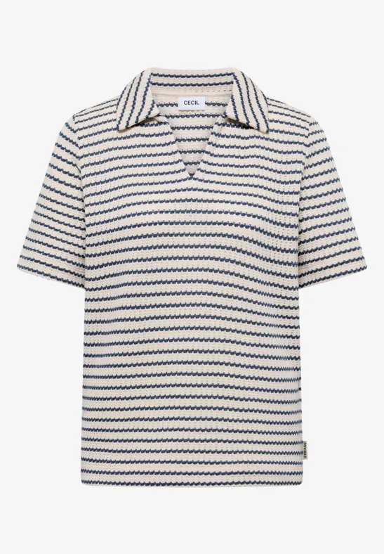 Gestreiftes Ajour Shirt sporty denim blue