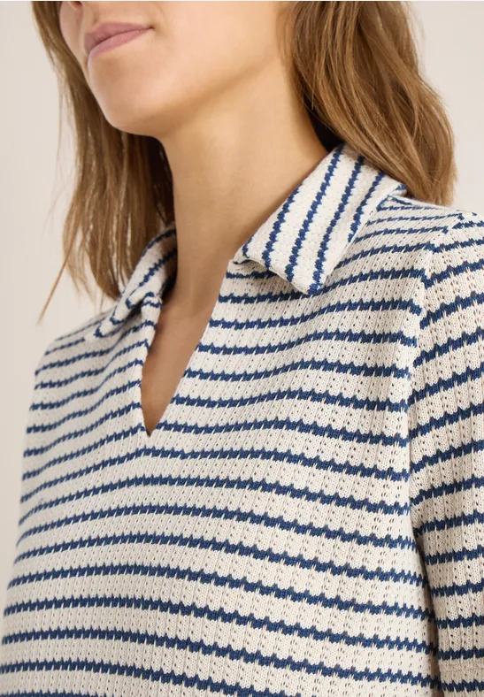 Gestreiftes Ajour Shirt sporty denim blue