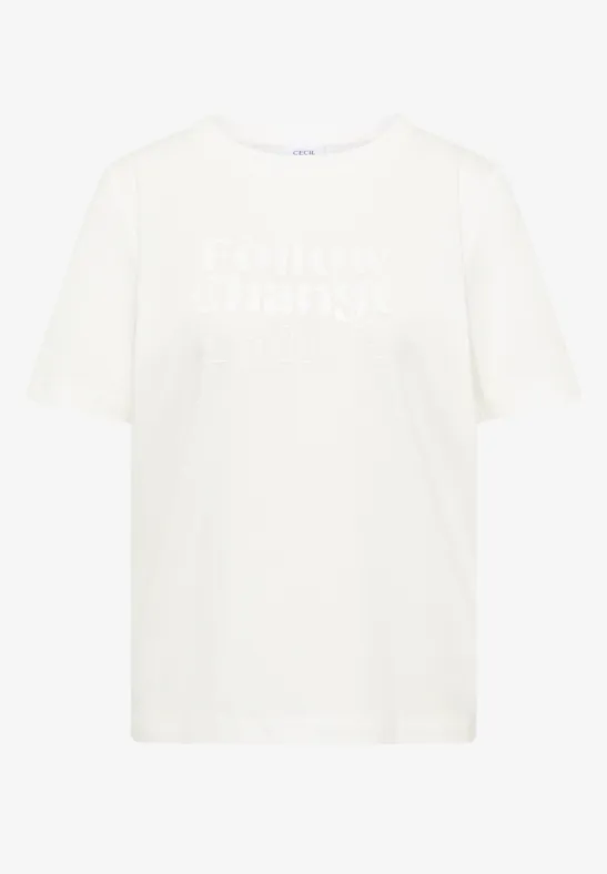 T-Shirt mit Frontprint vanilla white