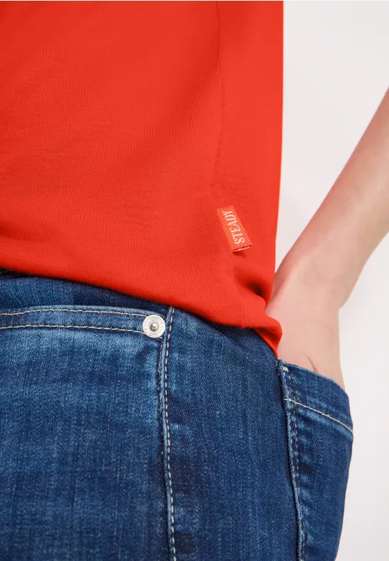 Shirt met print aan de voorkant cherry tomato orange