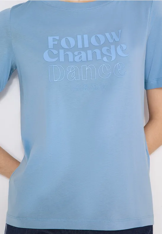 Shirt met print aan de voorkant cloud blue