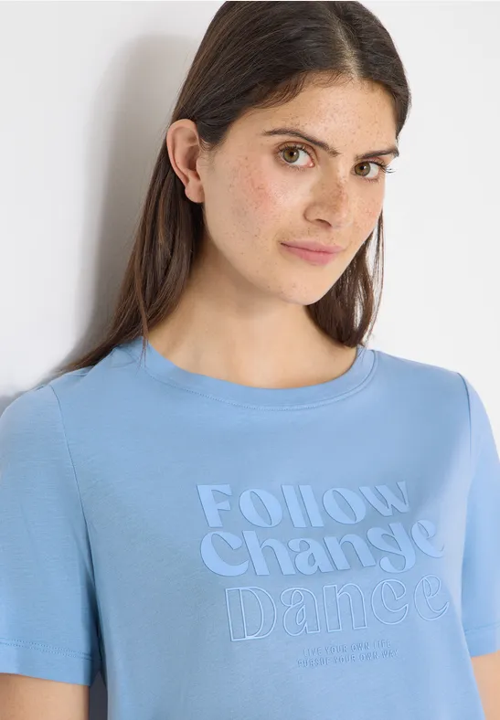 Shirt met print aan de voorkant cloud blue