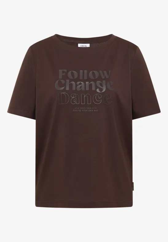 Shirt met print aan de voorkant macchiato brown