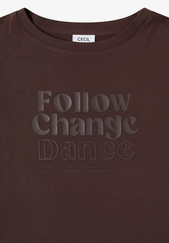 Shirt met print aan de voorkant macchiato brown