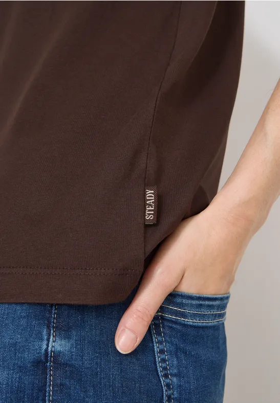 Shirt met print aan de voorkant macchiato brown