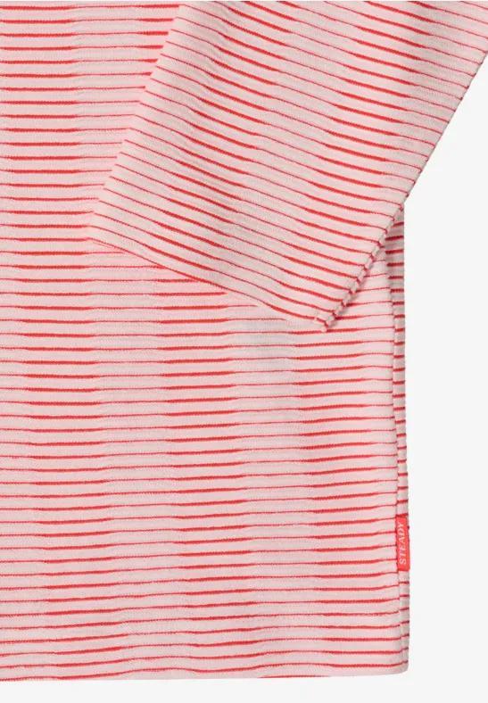 Koszulka strukturalna w paski cherry tomato orange