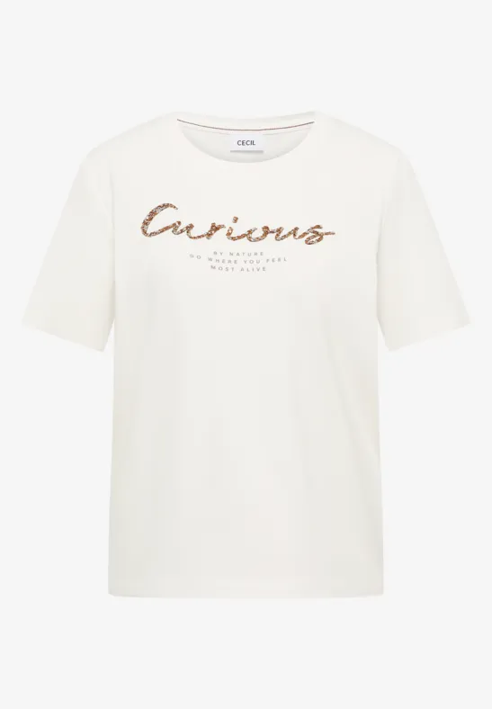 T-Shirt mit Frontprint vanilla white