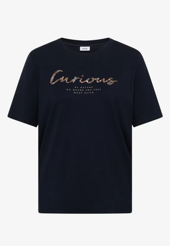 Shirt met print aan de voorkant universal blue