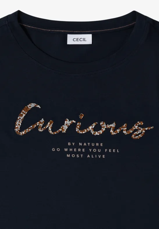 Shirt met print aan de voorkant universal blue