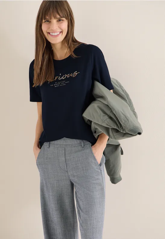 Shirt met print aan de voorkant universal blue