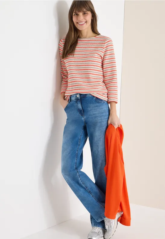 Gestreept shirt cherry tomato orange