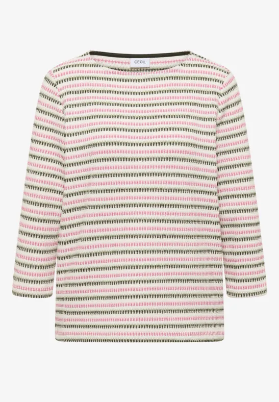 Gestreiftes Strukturshirt raw khaki