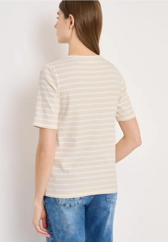 Gestreiftes T-Shirt pearl beige