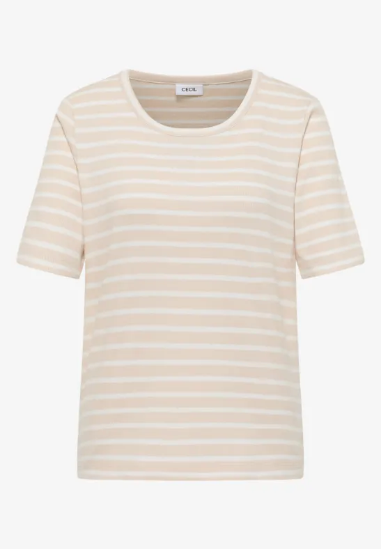 Gestreiftes T-Shirt pearl beige