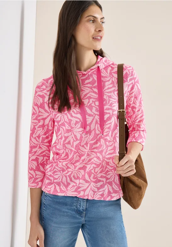 Two-Tone Hoodie-Shirt beetroot pink