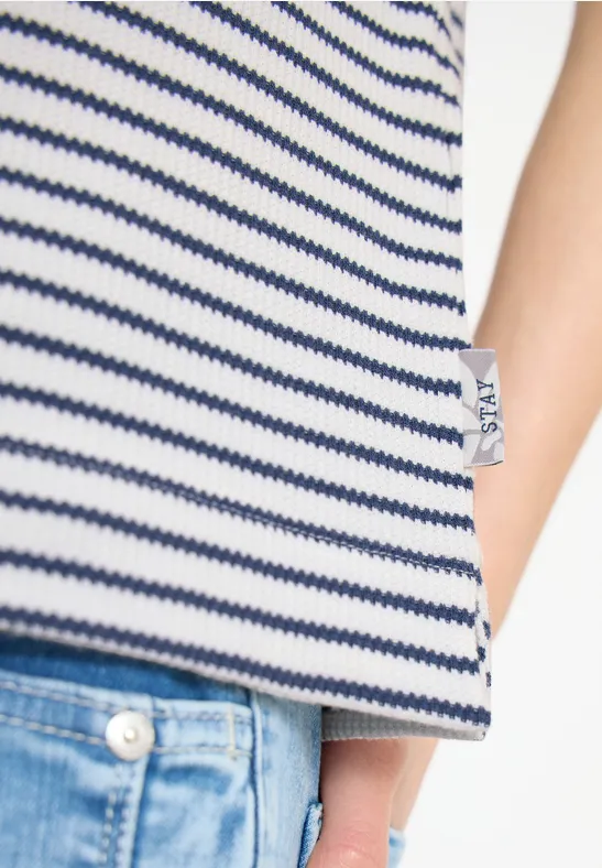 Koszulka z zaokrąglonym dekoltem w szpic sporty denim blue