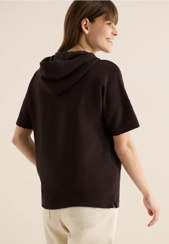Hoodie Shirt in Unifarbe macchiato brown