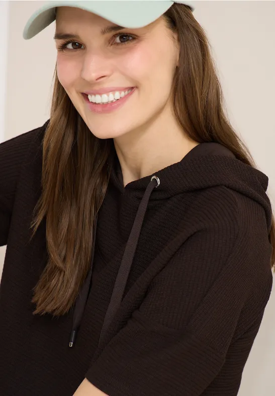 Hoodie Shirt in Unifarbe macchiato brown